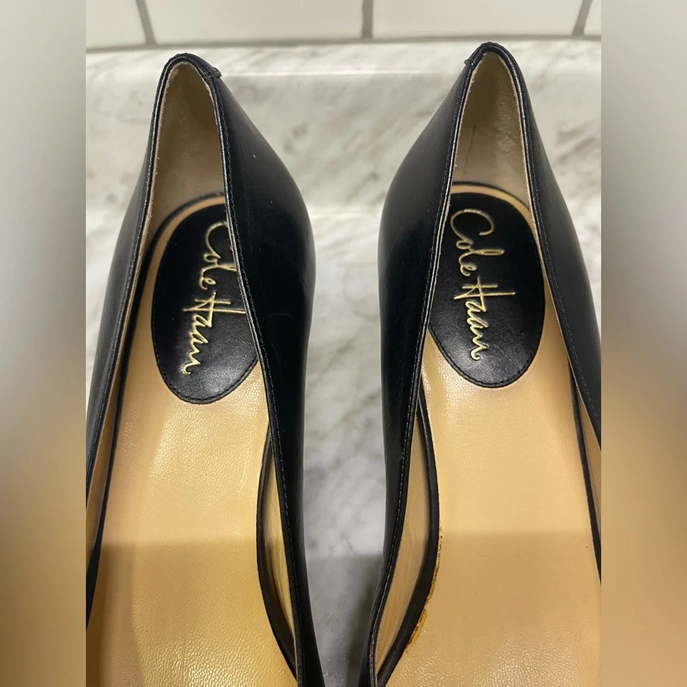Cole Haan Square Toe Black pump heels, approx. 2 1/2 in heel, size 9 1/2 B - Picture 8 of 8